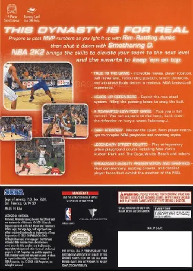 NBA 2K2 box cover back